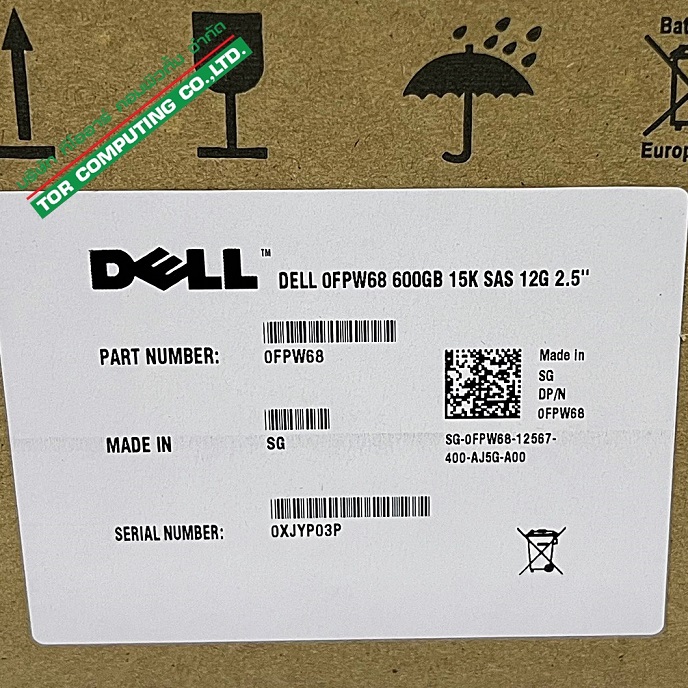 Dell 0FPW68, FPW68 [TorCompTH Thailand] Dell 600GB 15K 12G SAS 2.5IN HDD for Gen14