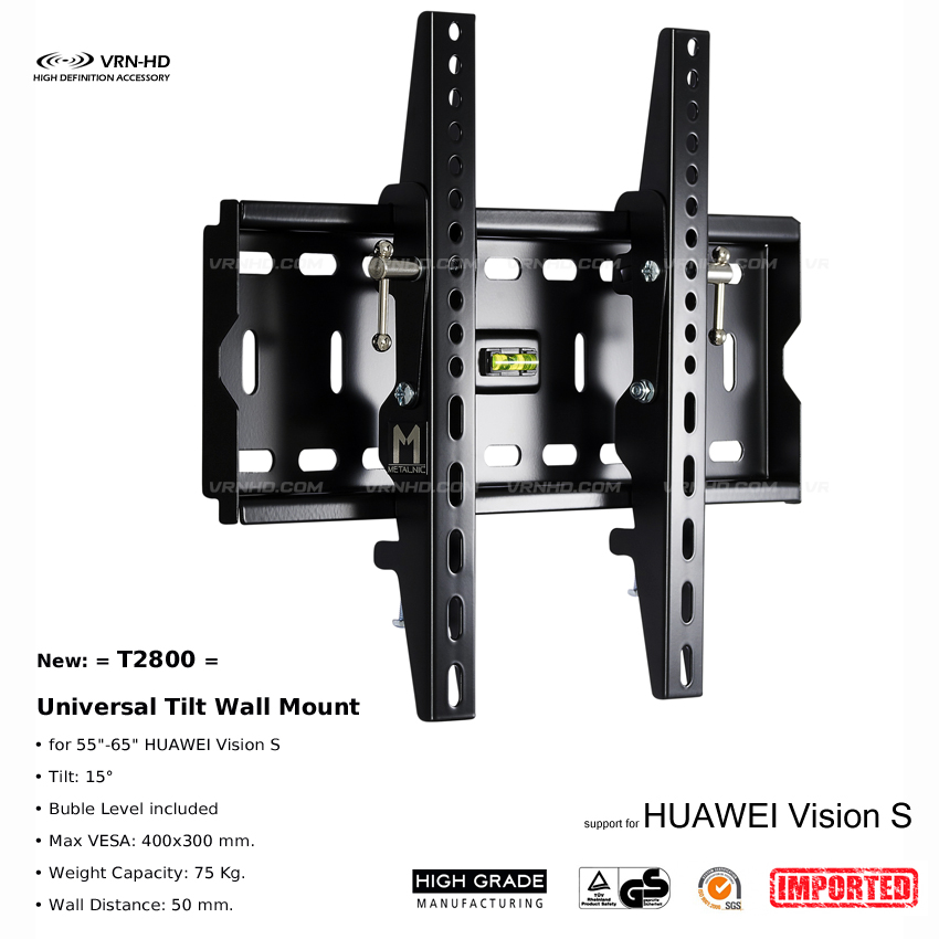 2023 New T2800 ขาแขวนทีวี สำหรับ HUAWEI Vision S, Mi TV ขนาด 55-65 นิ้ว ปรับก้มหน้าจอได้ 15°, Max VESA 400x300(mm), Weight Capacity 75 Kg
