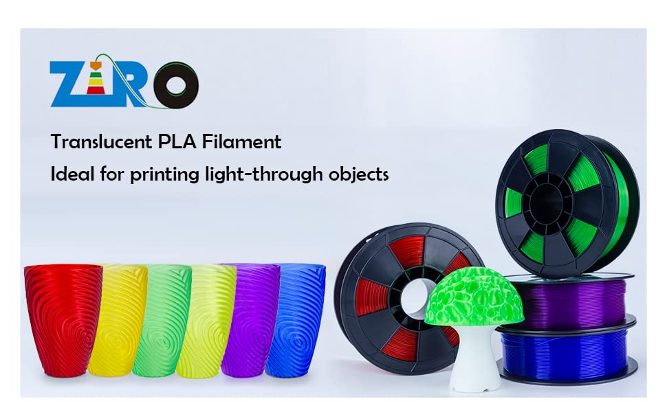 Ziro เส้นพลาสติก PLA Pro / + โปร่งแสง.12 สี Translucent & Fluorescent.1.75mm, 1kg