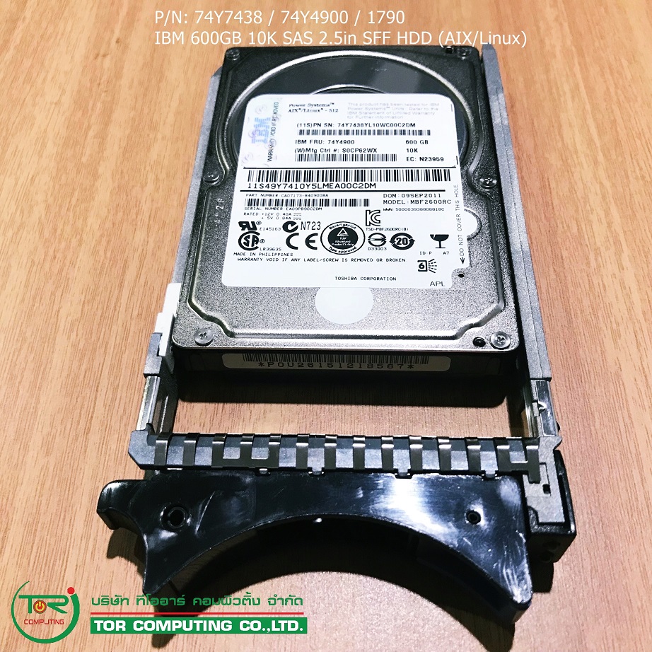 NEW IBM 74Y7438 74Y4892 74Y4900 FC1790 [TorCompTH - ขาย จำหน่าย ราคา] IBM 600GB 10K SAS 2.5in SFF HDD (AIX/Linux) for IBM Power7 8202 8205 8231 8233