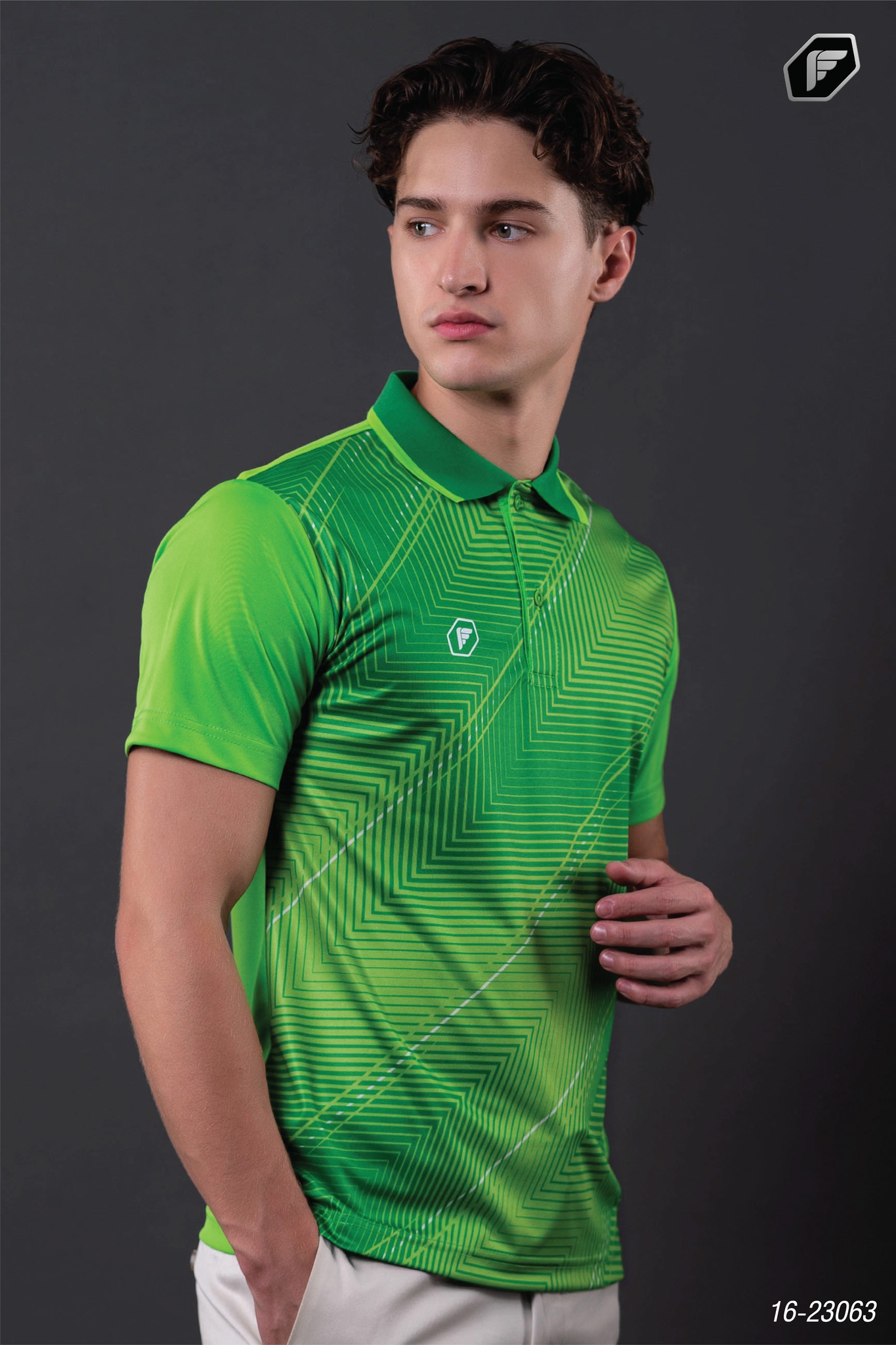 PEGAN POLO SPORT เสื้อโปโล โปโลสปอร์ต พิมพ์ลาย รหัส 16-23063 สีเขียว