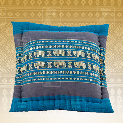 หมอนอิงแบบหักขอบสีฟ้าช้าง 50x50Cm, Thai Leaning Cushions Khit Pillow 50x50 Cm Kapok100%