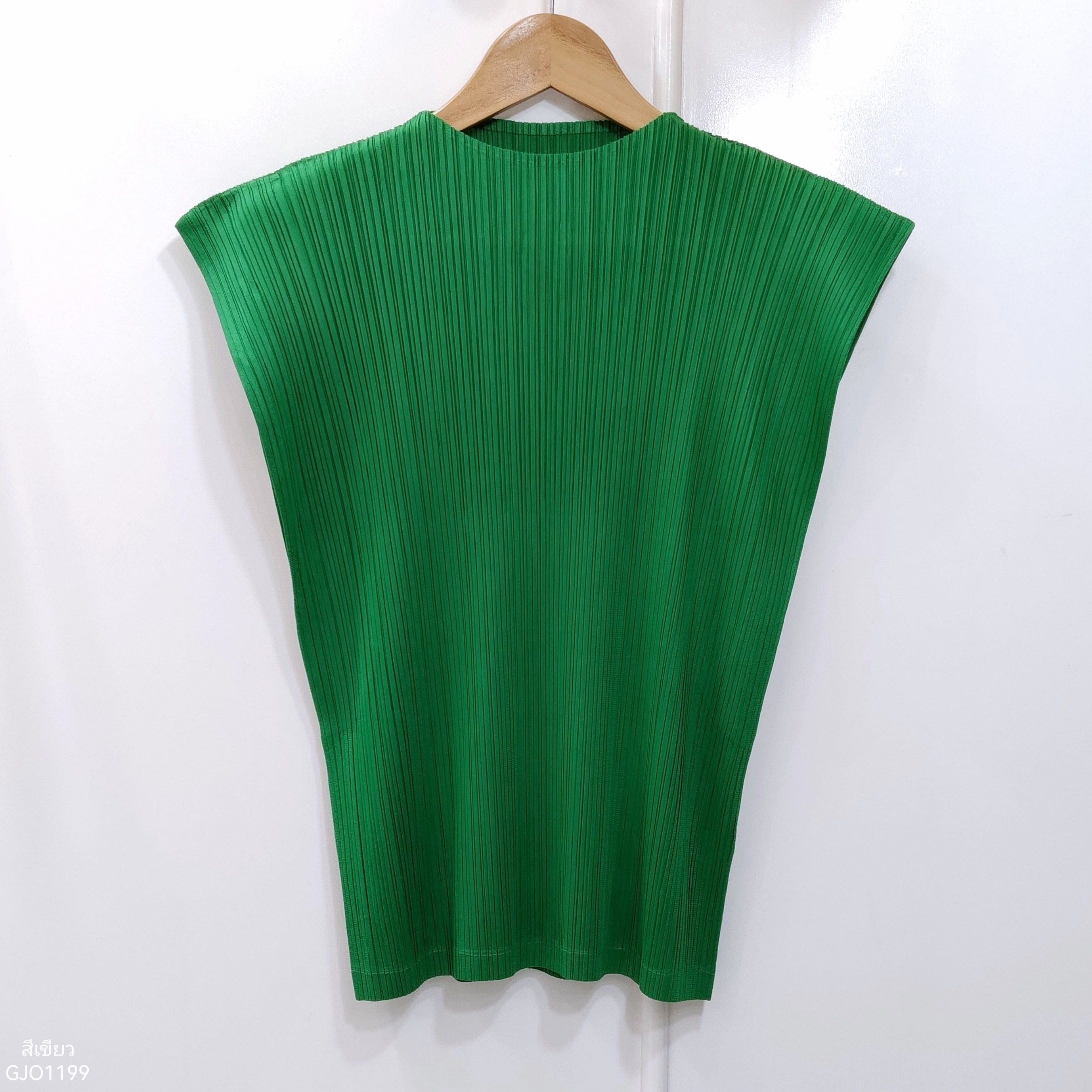 รุ่น GJO1199 เสื้อพลีทคุณภาพ HIGH NECK CAP SLEEVE PLEATED TOP 3 สี FREE SIZE