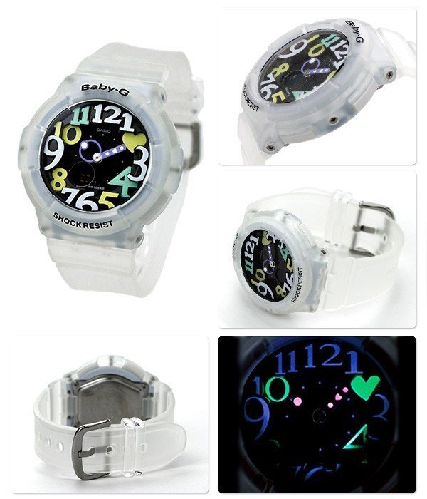 Casio Baby-G นาฬิกาผู้หญิง สายเรซิ่น Neon Illuminator BGA-131-7B4DR - White