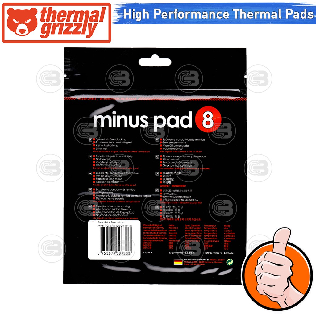 [CoolBlasterThai] Thermal Grizzly MINUS PAD 8 Thermal Pad 120x20 /1.0 mm./8 W/mK