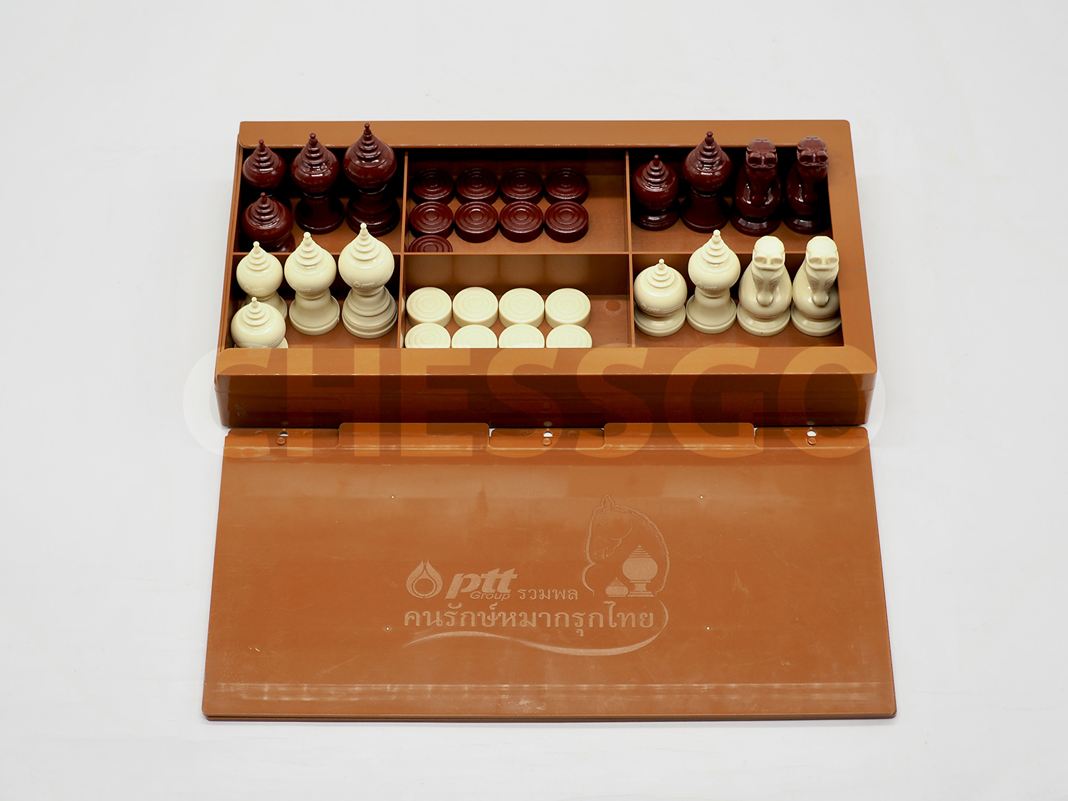 ชุดหมากรุกไทยไม้(กระดานไม้ประดู่+ตัวพลาสติกptt)