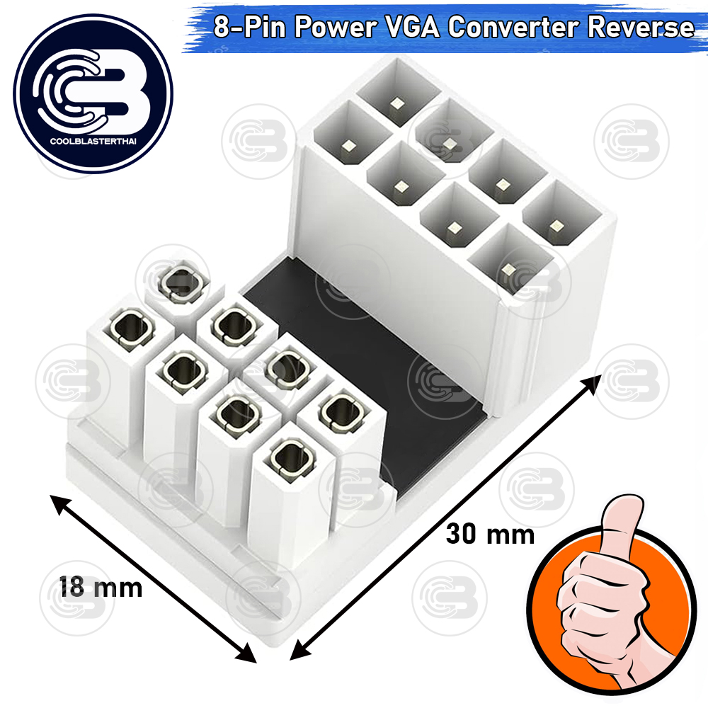 [CoolBlasterThai] Cable Management GPU 8 Pin U-TURN 180 Degree Connector (REVERSE) WHITE