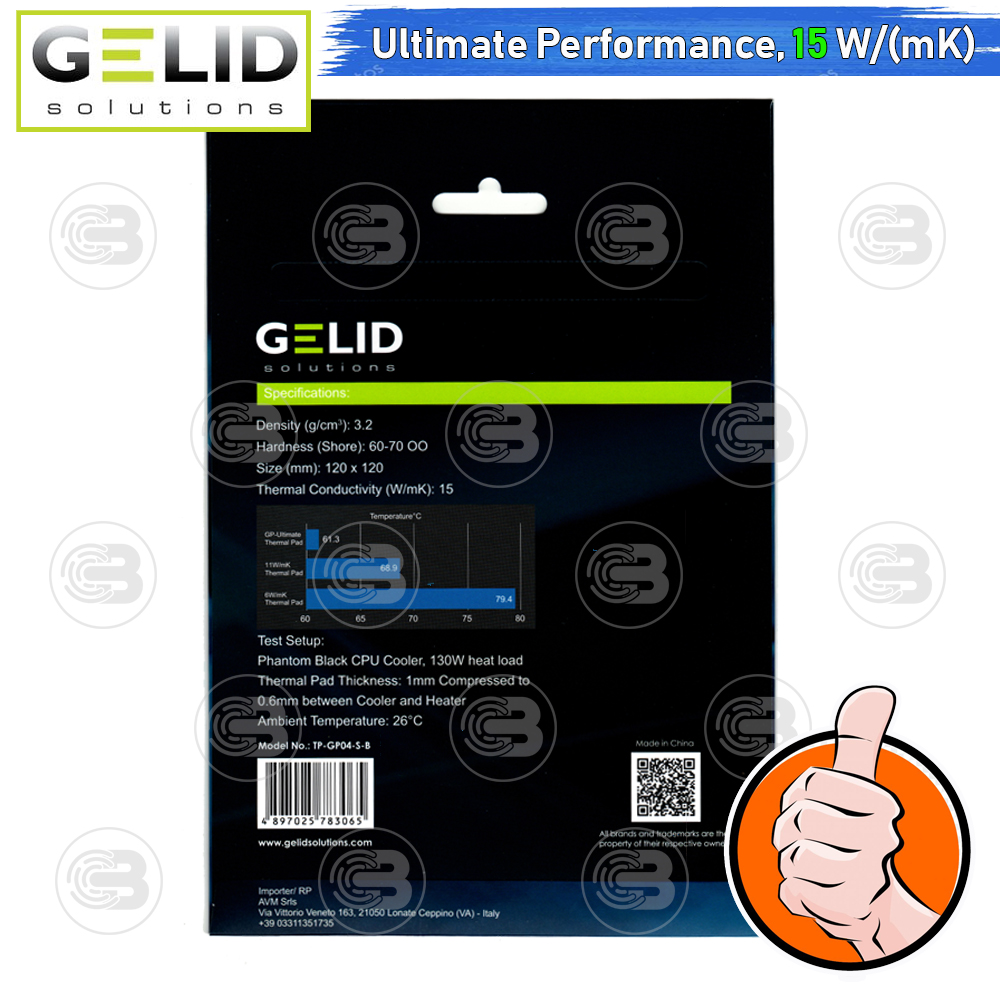 [CoolBlasterThai] GELID GP-ULTIMATE Thermal Pad 120x120x1.0 mm./15.0 W/mK (TP-GP04-S-B)