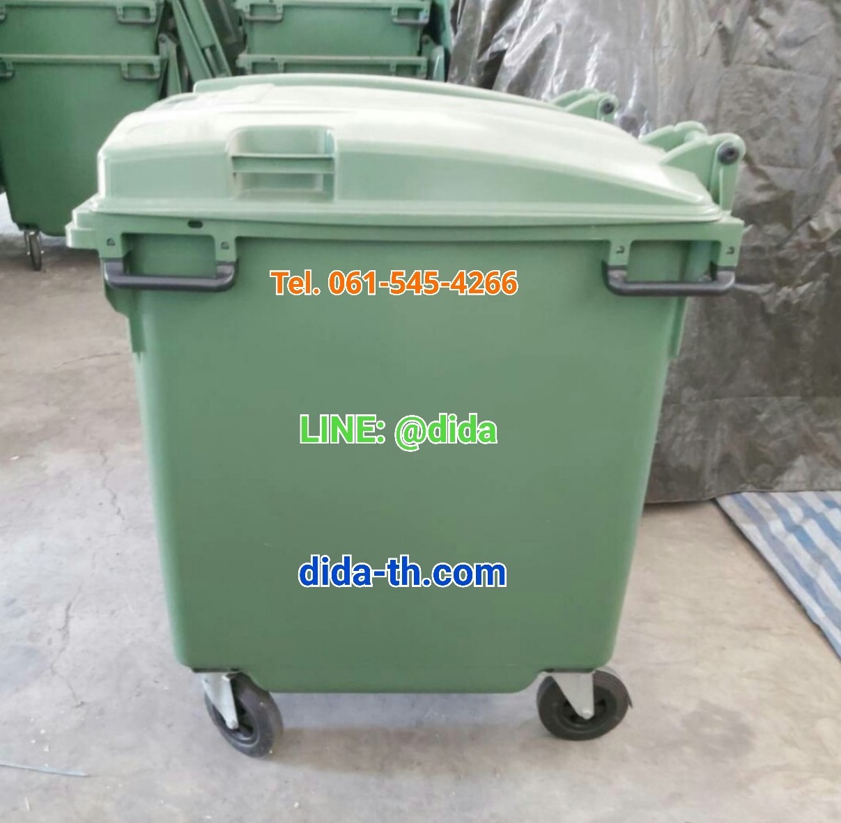ถังขยะ กทม. ถังขยะพลาสติก พร้อมล้อเข็น 660 ลิตร รุ่นฝาเรียบ