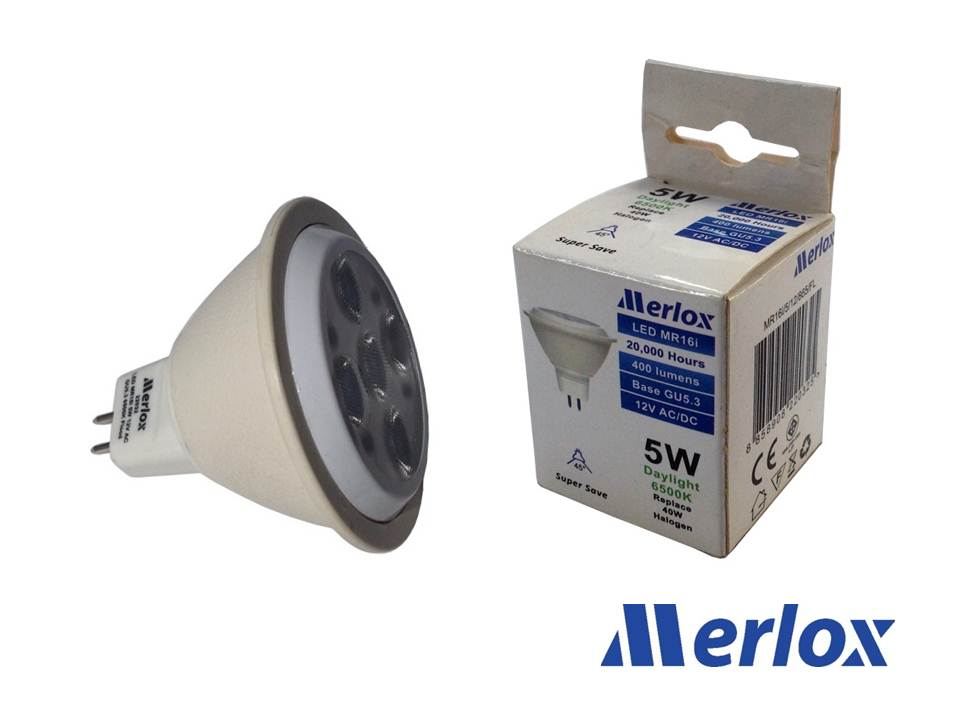 หลอด MR16 LED 12V 5W 6500K GU5.3 MERLOX