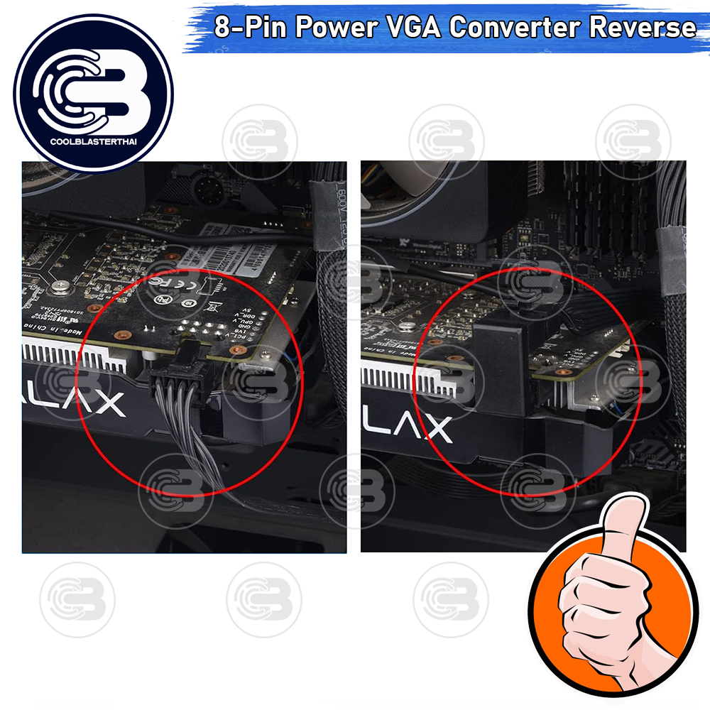 [CoolBlasterThai] Cable Management GPU 8 Pin U-TURN 180 Degree Connector (REVERSE) BLACK