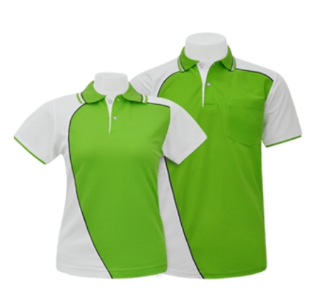 MN เสื้อโปโล เขียว-สไลท์ดำ เนื้อผ้า TC Cotton ทรงสปอร์ตทั้งชายหญิง