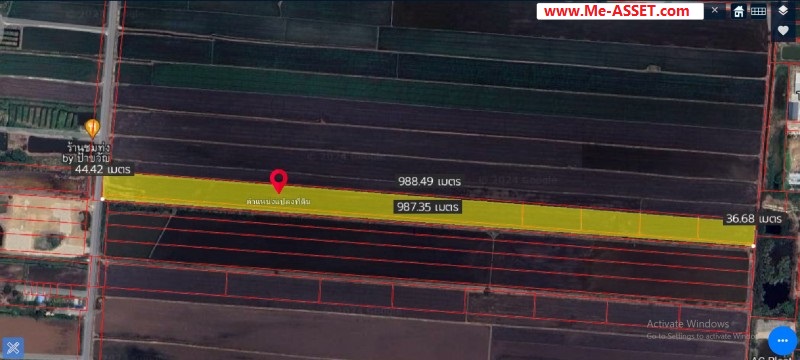 ขายที่ดินติดถนนคอนกรีต ย่าน คลองสิบ บึงทองหลาง ลำลูกกา ปทุมธานี : ใกล้วัดนาป่่าพง : 24-3-41 ไร่