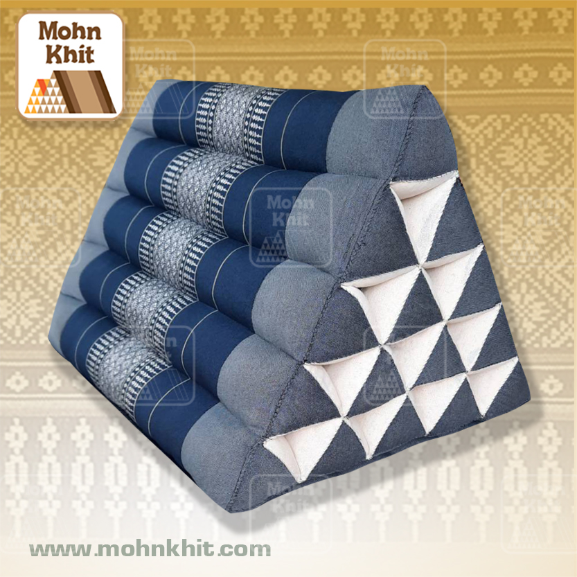 หมอนสามเหลี่ยม15ช่องเทา-กรมท่า52cmx36cmx32cm// Thai Tri-angle Cotton Traditional Floor Cushions.