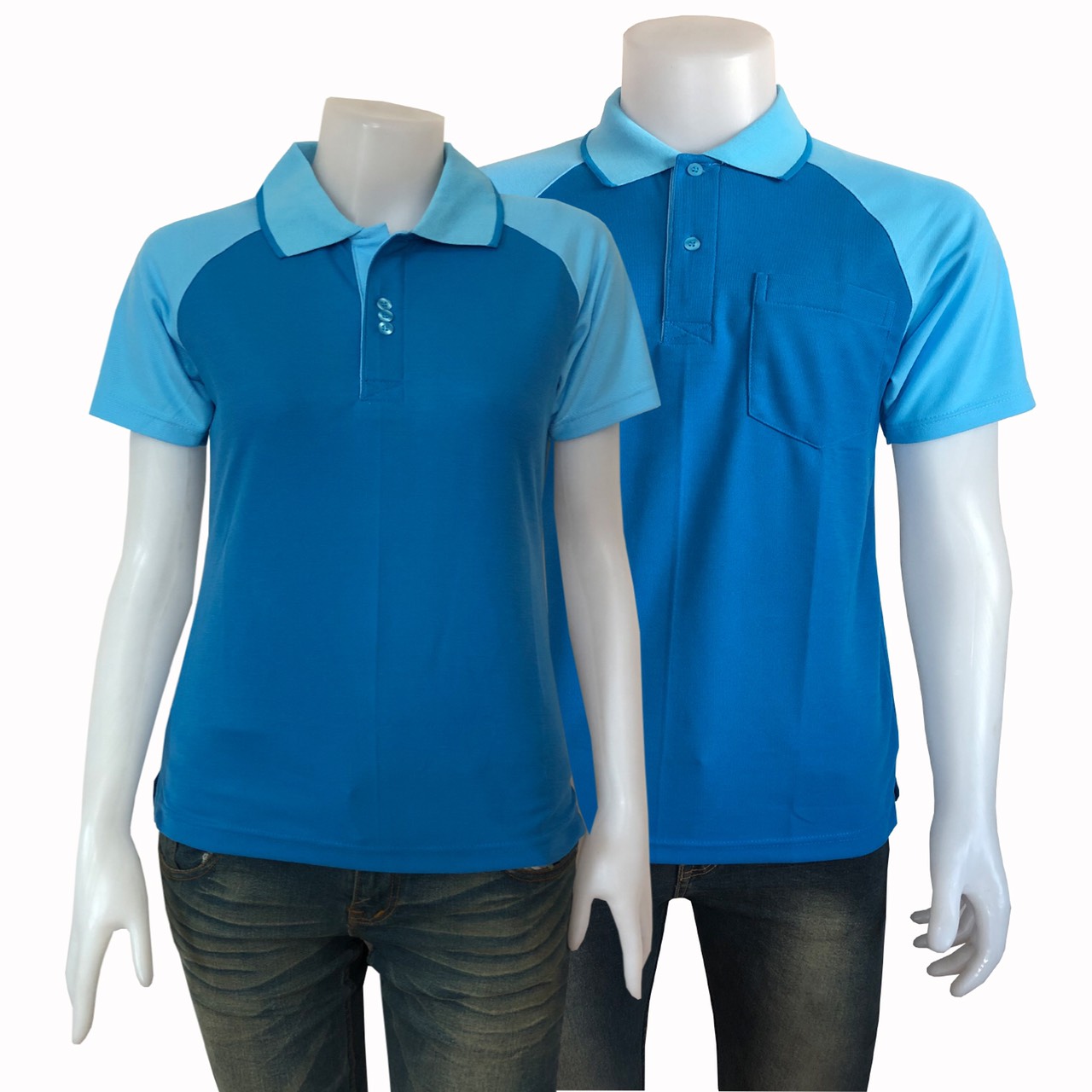 PLC POLO เสื้อโปโล เสื้อคอปก เสื้อทีม เสื้อสำเร็จรูป ฟ้าแขนสโลป