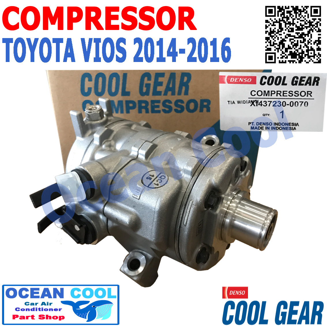 คอมเพรสเซอร์ วีออส 2014 - 2016 10SE13C COM0052 COOL GEAR รหัส XI437230-00704W compressor TOYOTA VIOS คอมแอร์รถยนต์ คอม แอร์ คอมเพลสเซอร์ โตโยต้า วีอ๊อส พ.ศ. 2557 ถึง 2560 อะไหล่ แอร์ รถยนต์