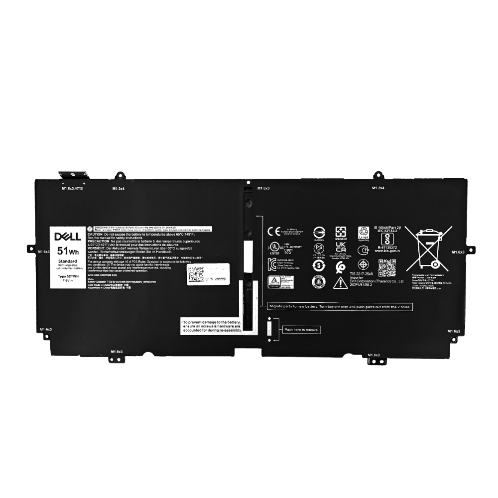 Battery Dell XPS 13 7390 2-in-1, 4-Cell 51Wh, แบตเตอรี่ Dell 52TWH ของแท้รับประกันศูนย์ Dell Thailand ราคาไม่แพง