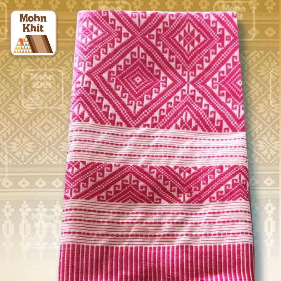 ผ้าคลุมไหล่ฝ้ายทอมือ ผ้าฝ้ายแท้ ผ้าขิดโบราณ ขนาด 60x200 cm//Hand-woven shawl, pure cotton, ancient Khit cloth, size 70x200 cm.