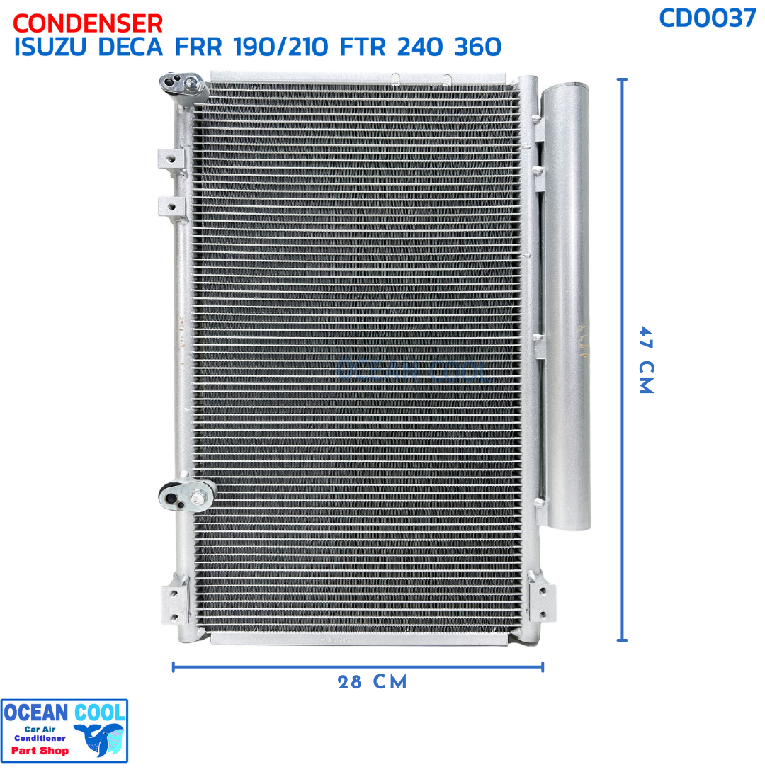แผงแอร์ อีซูซุ เดกก้า FRR แรงม้า 190 210 FTR 240 360 CD0037 CONDENSER ISUZU DECA FRR 190 195 210 240 300 360 แรงม้า 70แถว หนา 16mm เดก้า