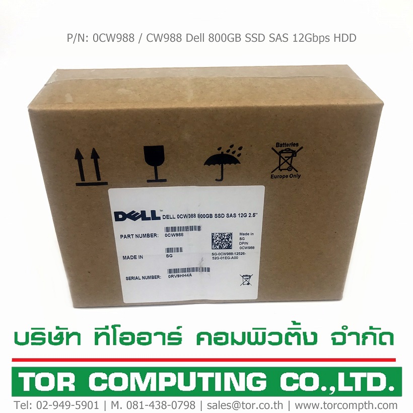 NEW, Dell 0CW988 CW988 [TorCompTH Thailand - ขาย จำหน่าย ราคา] Dell 800GB SAS 12Gbps SSD (0B33452) for Dell XC630