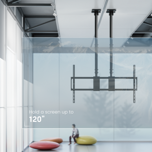 WOLFF Mount TVB-116 Dual-Pole ขาแขวนทีวีติดเพดานแบบ 2 ขา สำหรับจอภาพขนาด 98"-120" Heavy-Duty, Max VESA 1000x600mm., Weight Capacity 120 Kg.