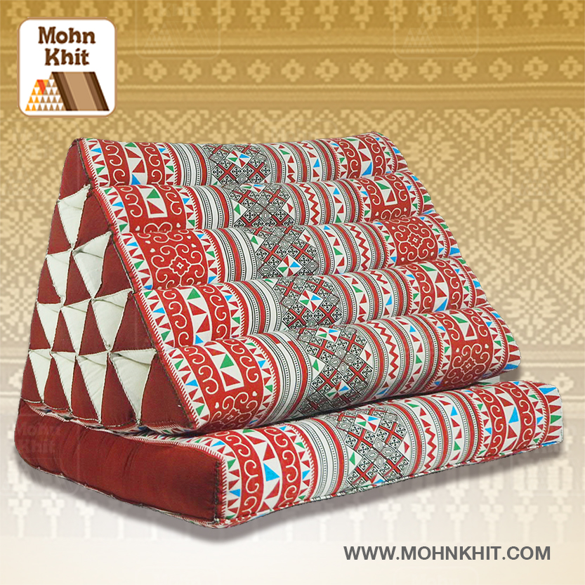 หมอนสามเหลี่ยม 15 ช่องติดเบาะ 1 พับ 55cmx76cmx36 cm Triangle Thai Floor Cushions Traditional 15 holes with 1 part of mattress.