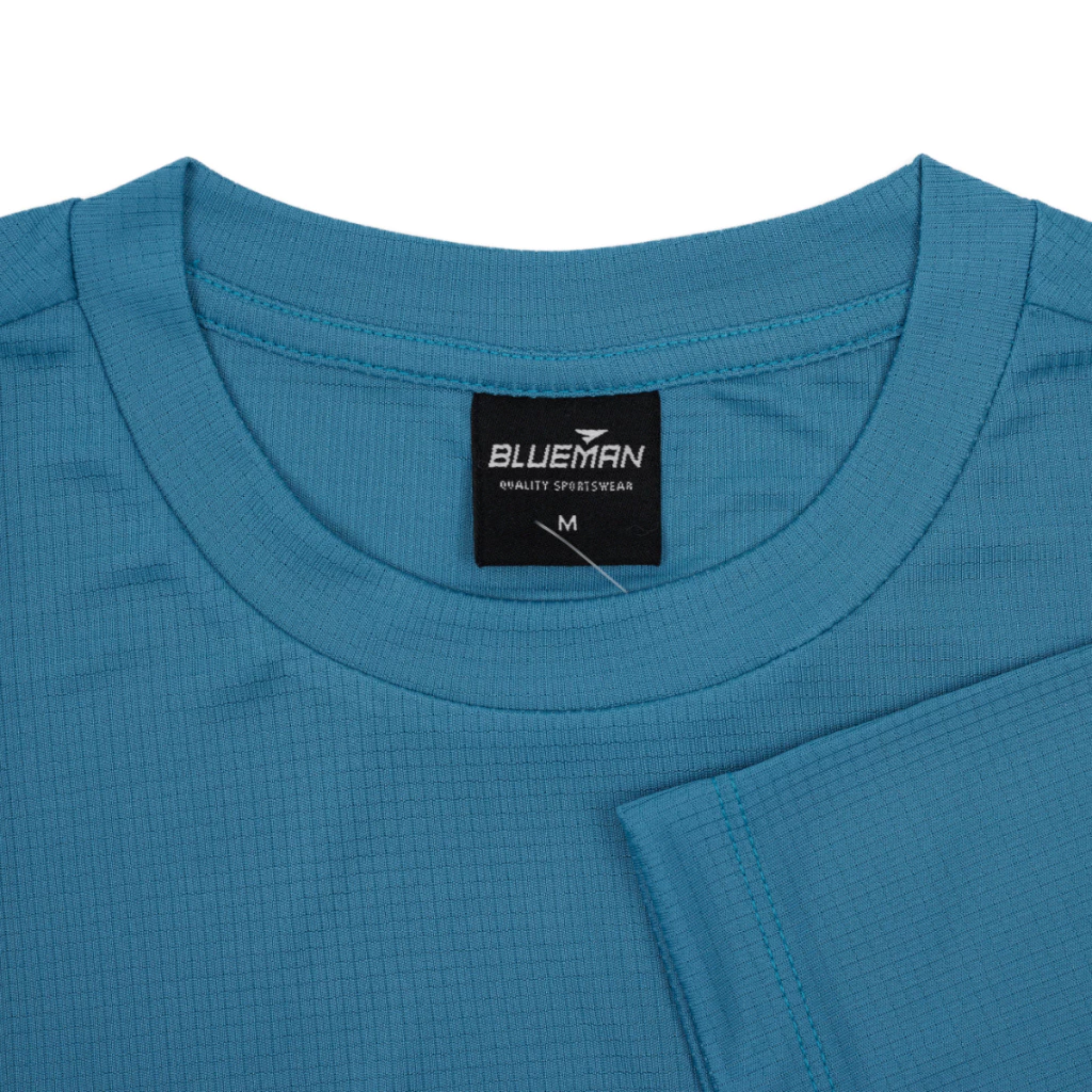 BM008 SPORT COLLECTION เสื้อยืดคอกลม ทอลายผ้าในตัว สีฟ้า