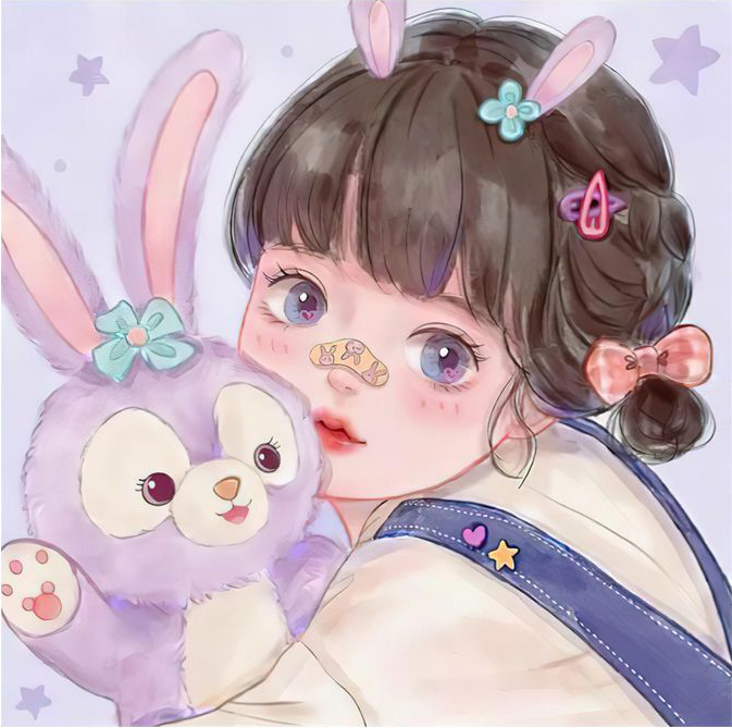ชุดปักครอสติช ลายสาวน้อยกับตุ๊กตากระต่าย (งานปักเต็มลาย ไม่มีเดินเส้น) ขนาด 50*50 ซม.ผ้าครอสติช 11CTพิมพ์ลายปักบนผ้า ไหมคอตตอน 35 สี ผังลาย เข็ม