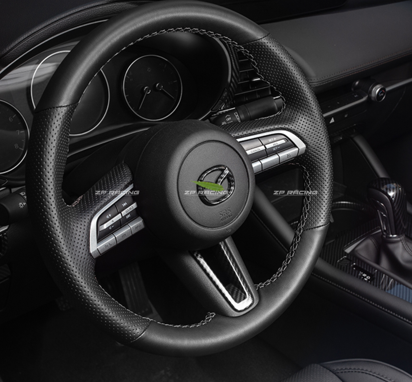 ครอบโลโก้พวงมาลัยคาร์บอน Mazda 3 '2020