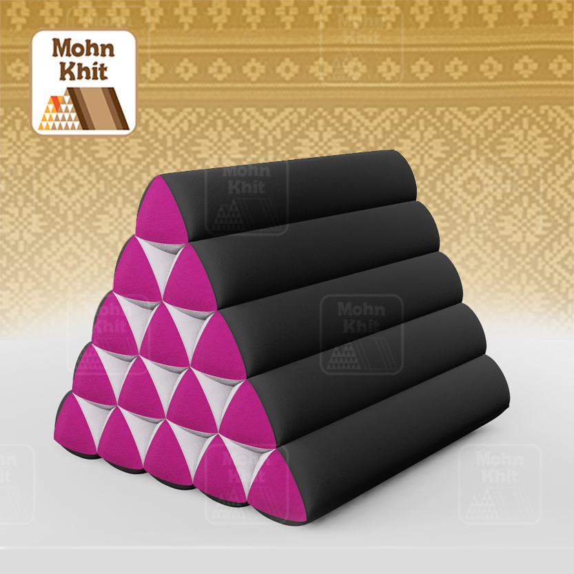 หมอนสามเหลี่ยม15 ช่องเดี่ยว ประกบคู่2สีผ้าฝ้าย 52cmx36cmx32cm// Thai Tri-angle Cotton Design Traditional Floor Cushions.