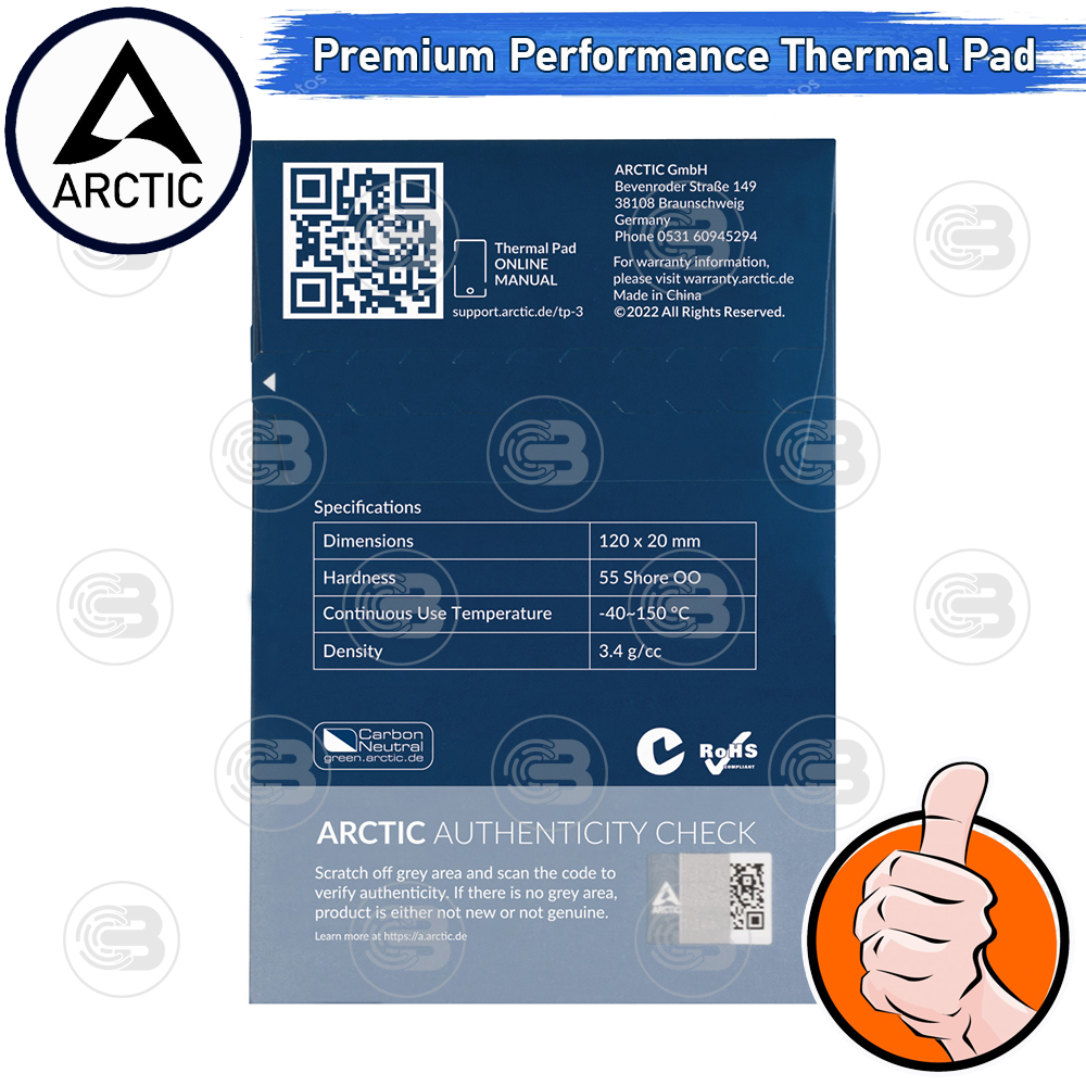 [CoolBlasterThai] Arctic Premium Performance Thermal Pad (TP-3) 120x20x1.0 mm.(4 PCS)