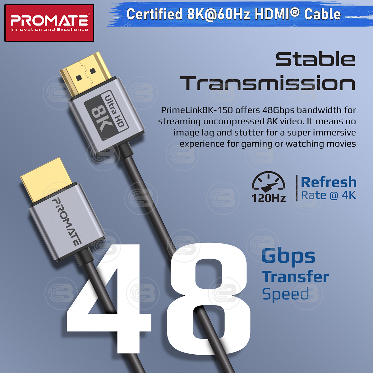 [CoolBlasterThai] PROMATE HDMI To HDMI 8K@60Hz 1.5M (PRIMELINK8K-150) (2Y Warranty)