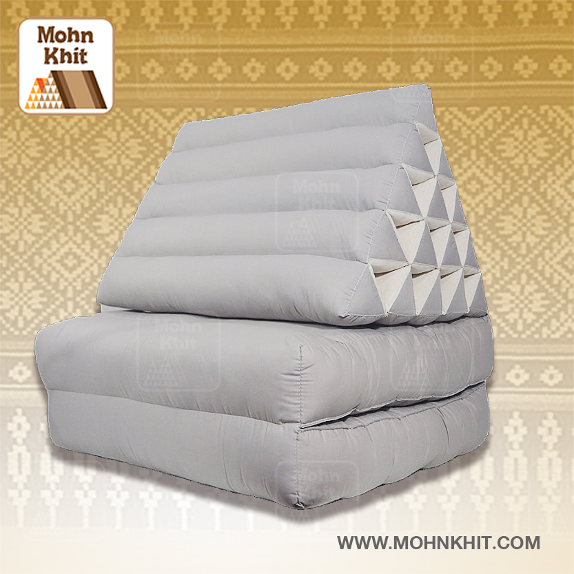 หมอนสามเหลี่ยม15 ช่องเบาะ 2 พับเบาะ 62x140x10cm //Triangle kapok Floor Cushions Traditional Pillow 15 holes with 2 part of mattress.