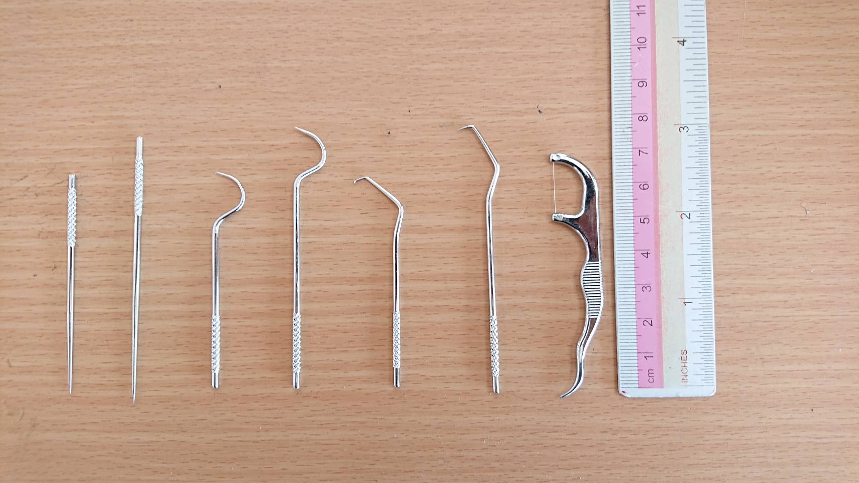 ไม้จิ้มฟัน สแตนเลสเกรด 304 ชุด7ชิ้น ทำความสะอาดช่องปากฟัน ไหมขัดฟันแบบพกพา ไม้จิ้มฟัน #304159