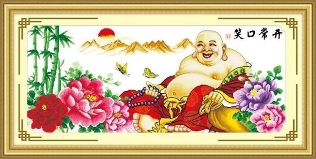 ชุดปักครอสติช ลายพระสังกัจจายน์โพธิสัตว์ ขนาด 118*57 ซม. ผ้าครอสติช 11CTพิมพ์ลายปักบนผ้า ไหมคอตตอน 55 สี ผังลาย เข็ม