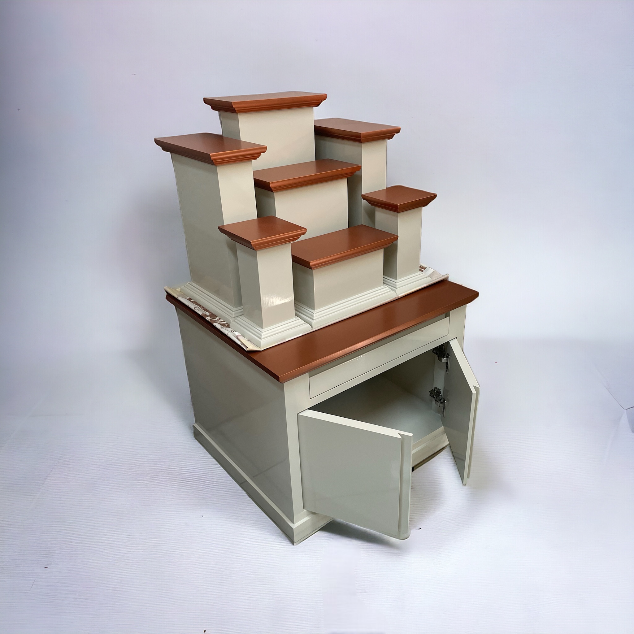 ตู้พระพร้อมแท่นโมเดิร์น หมู่ 7 หน้า 6 สีครีมท็อปพิงค์โกลด์