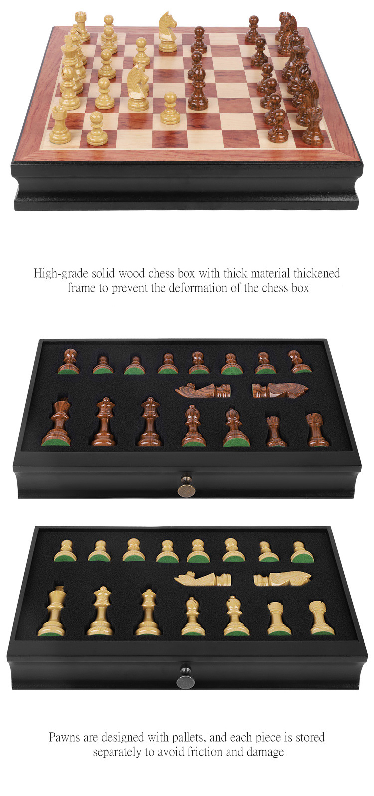 ชุดหมากรุกสากลไม้ German Knight Staunton Wooden Chess Set 4