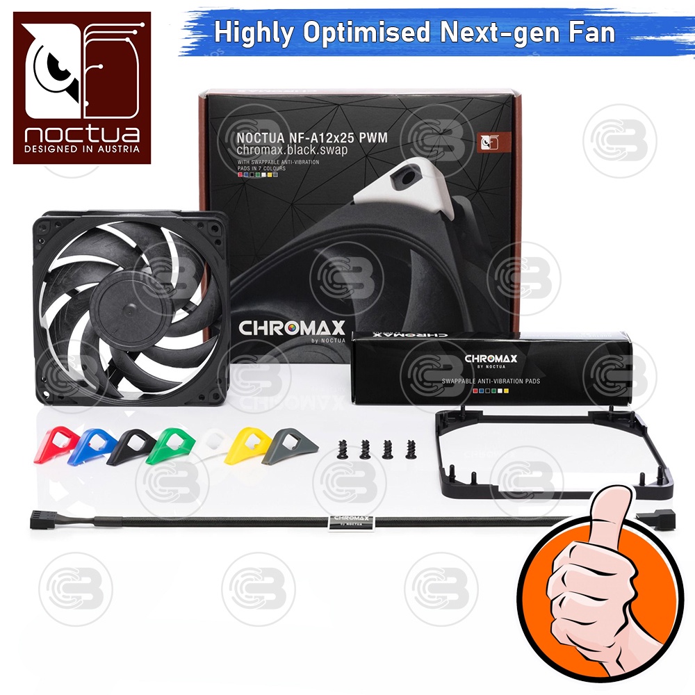 [CoolBlasterThai] Noctua NF-A12x25 PWM Chromax.Black.Swap PC Fan Case (size 120 mm.) ประกัน 6 ปี