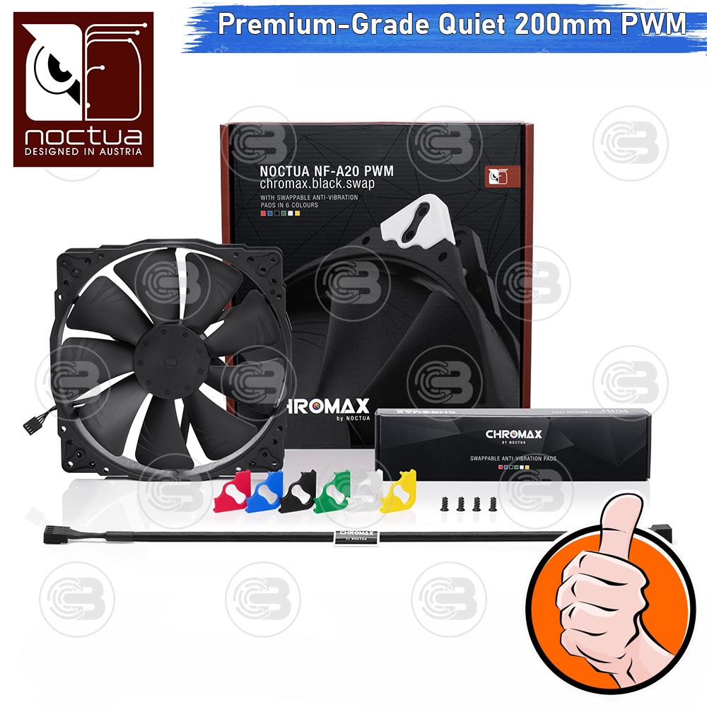 [CoolBlasterThai] Noctua NF-A20 PWM Chromax.Black.Swap PC Fan Case (size 200 mm.) ประกัน 6 ปี