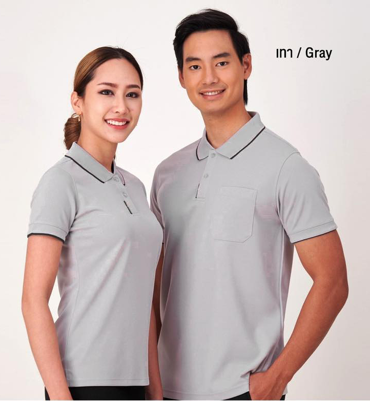 BCS SMART POLO เสื้อโปโล เสื้อคอปก เสื้อทีม ยูนิฟอร์ม สีเทา ทรงชาย-หญิง ไม่เป็นขุ่ย100%