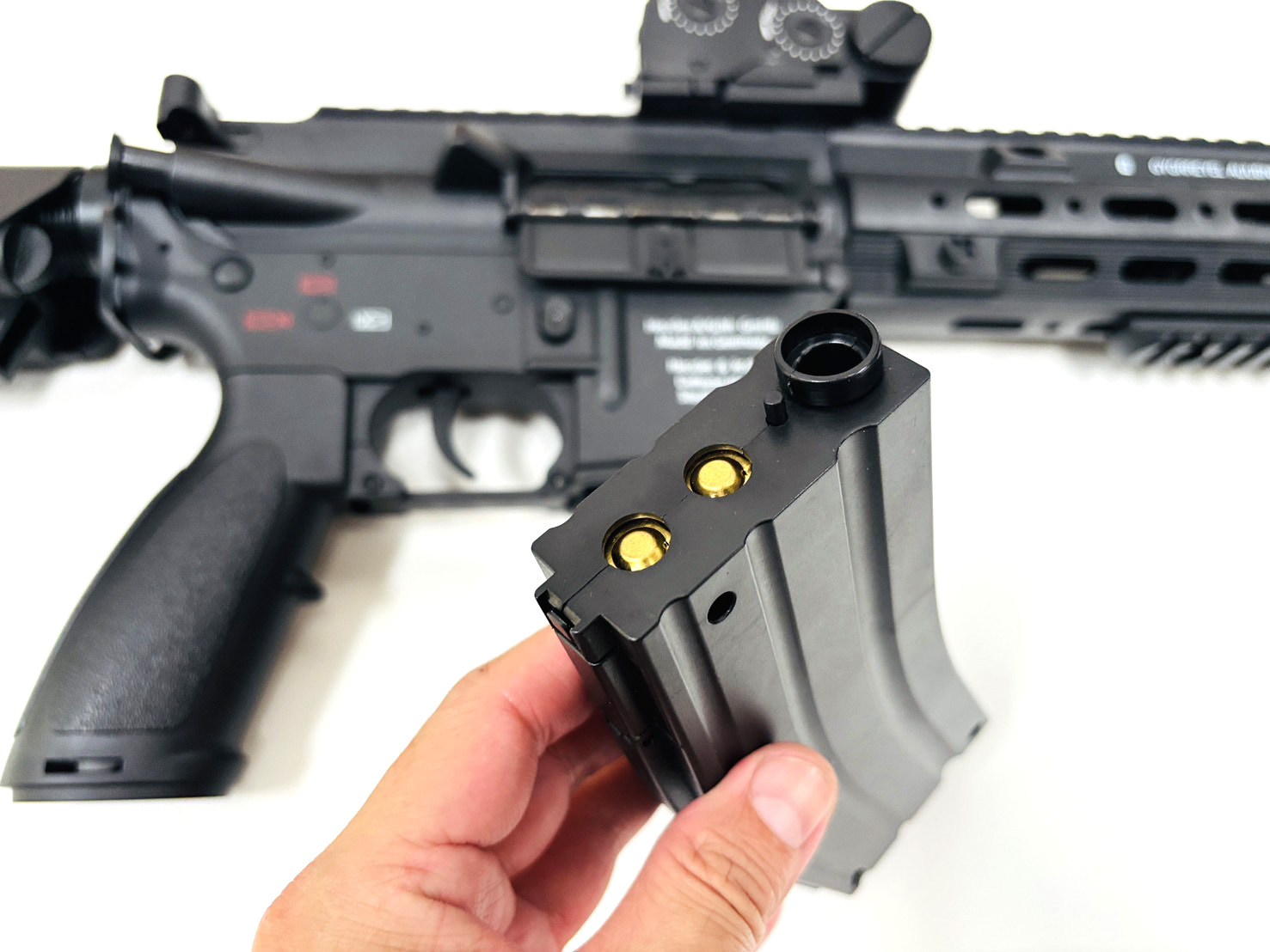 ปืนเจล ปืนเจลไฟฟ้า รุ่น HK416 รุ่นพิเศษเฟืองเหล็ก ท่ออลู (Sime&Full&Blowback)