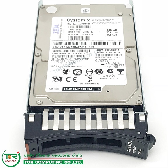 NEW, IBM 90Y8926, 90Y8927, 90Y8930, 00FN457, 00FN459 [TorCompTH Thailand - ขาย จำหน่าย ราคา] IBM 146GB 15K 6G SAS 2.5IN SFF G2HS HDD