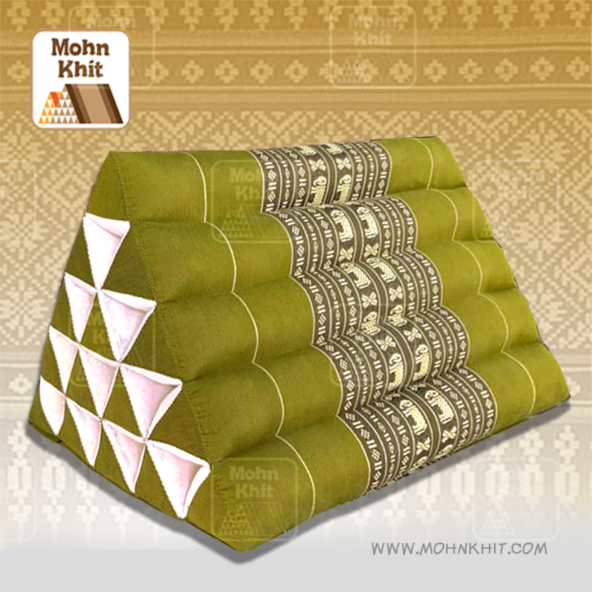 หมอนสามเหลี่ยม15ช่องเดี่ยวลายขิด 52cmx36cmx32cm// Thai Tri-angle Cotton kapok 100%Traditional Floor Cushions .