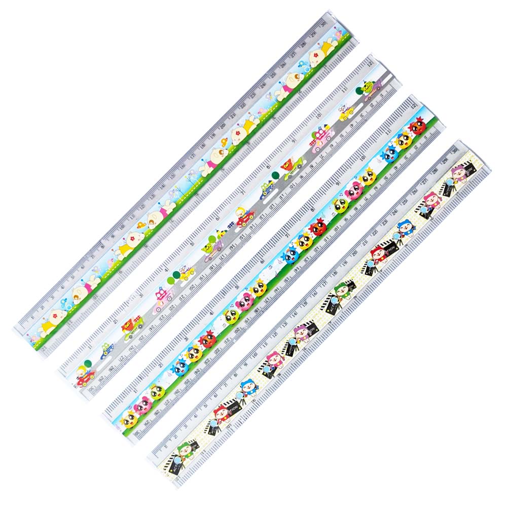 ไม้บรรทัด พลาสติก แบบแข็ง คละสี-ลาย 30 ซม. / ไม้บรรทัดแบบพับได้ / เทมเพลท คาไลโดสโคป 20 ซม.