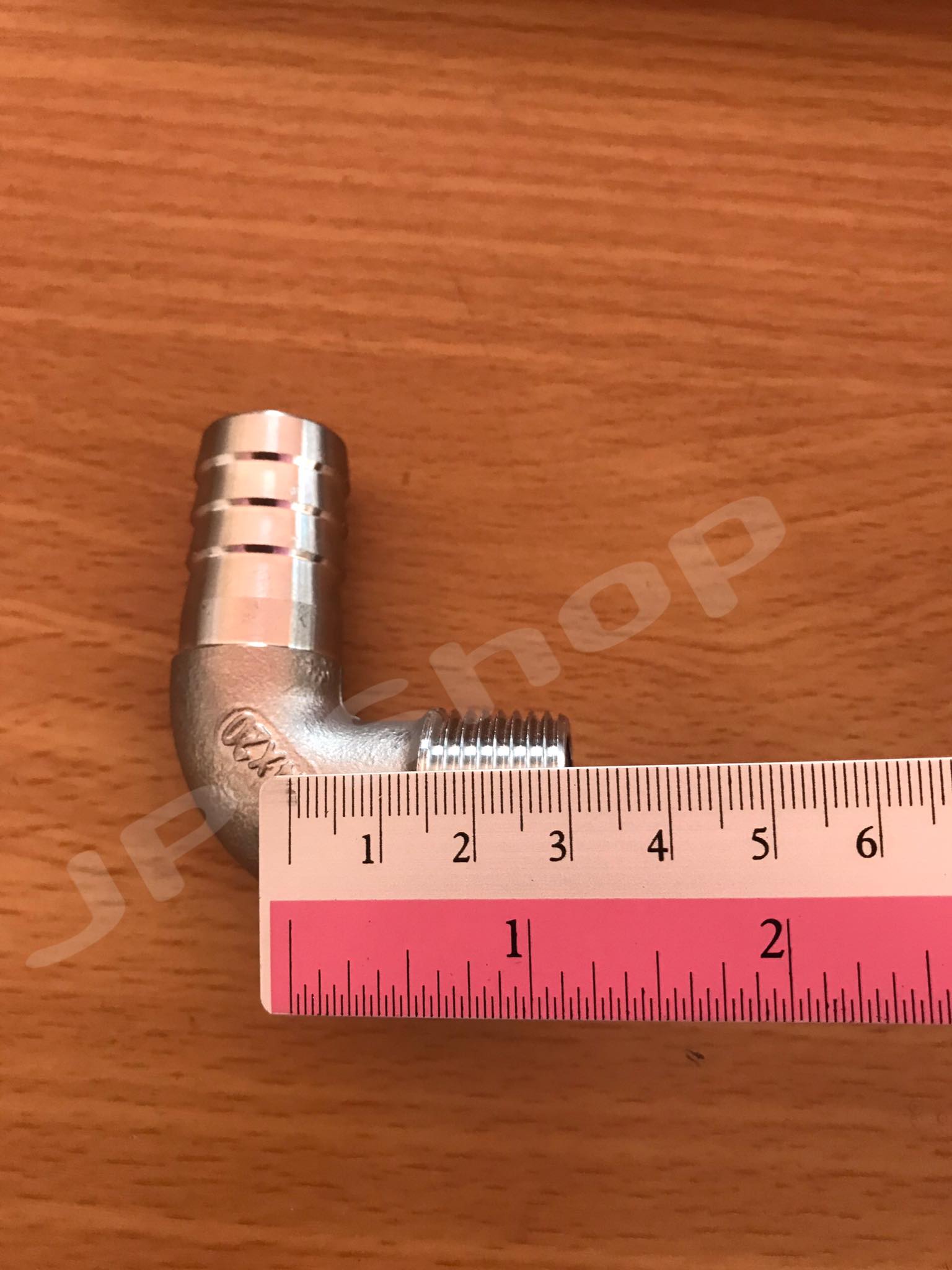 ข้องอ ขนาด6หุน เกลียวนอก หางไหล สแตนเลส304 #67515