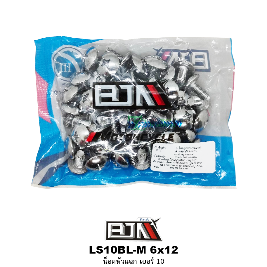 LS10BL-M 6x12 น็อตหัวแฉก เบอร์10 ( 1 ถุงมี 50 ตัว )