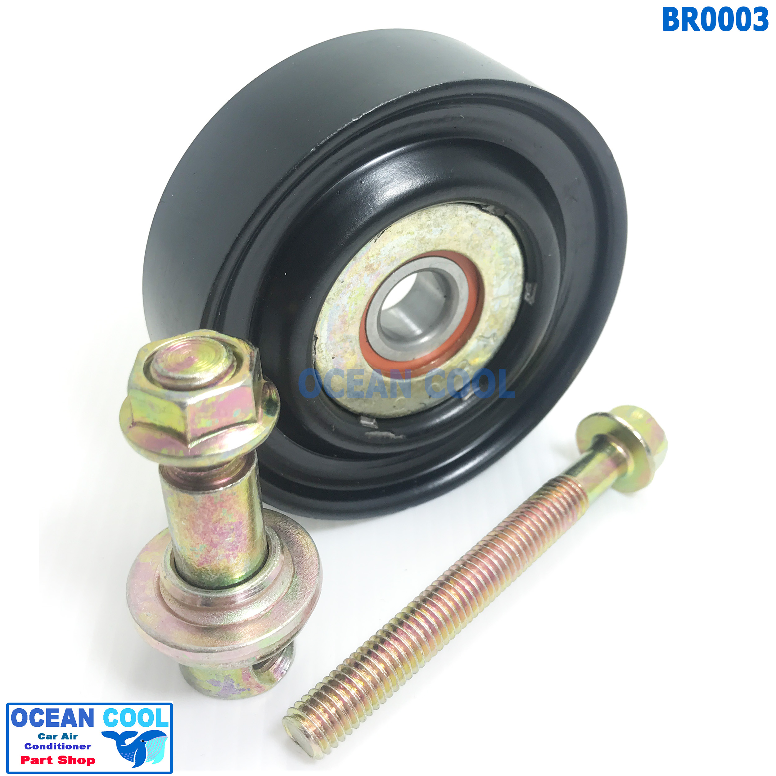 ลูกรอก พร้อมน็อต สำหรับตั้ง สายพาน ดันนอก BR0003 พร้อมลูกปืน AC Idler Pulley and Belt Tensioner ลูกรอกสายพาน ลูกรอกสายพานแอร์