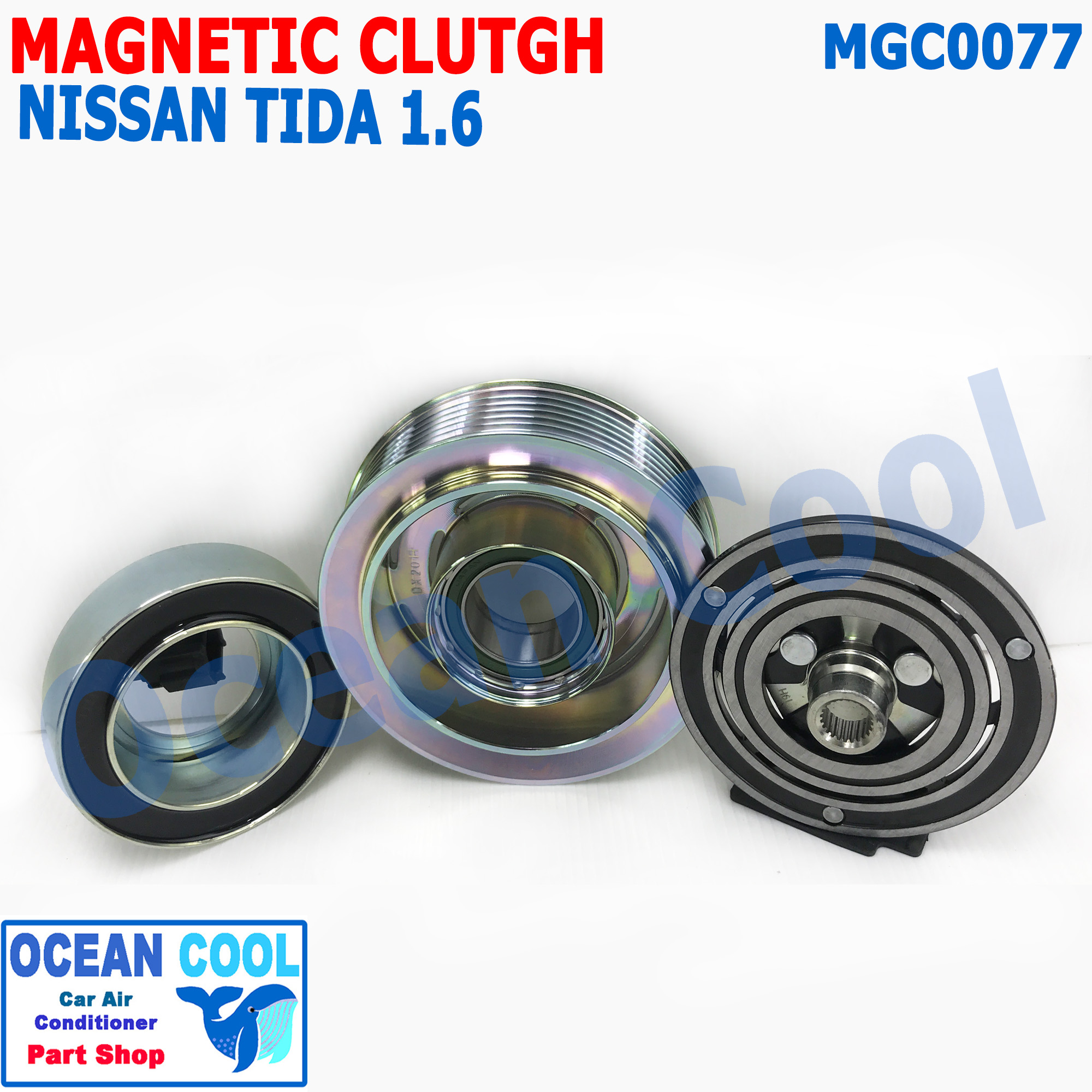 คลัชคอมแอร์ นิสสันทีด้า , คิวบ์ เครื่อง 1.6 ลูกปืนมู่เล่คลัชต์ NSK แท้ MGC0077 (คอม KK) Magnatic Clutch Assembly Set for NISSAN TIDA 1.6 , Cube'09 Z12 ชุดหน้าคลัชคอมแอร์