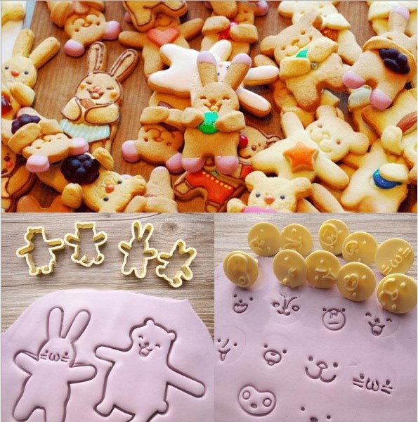 เซ็ตพิมพ์กดคุกกี้หน้าหมี พิมพ์หมีกอดอัลมอนด์