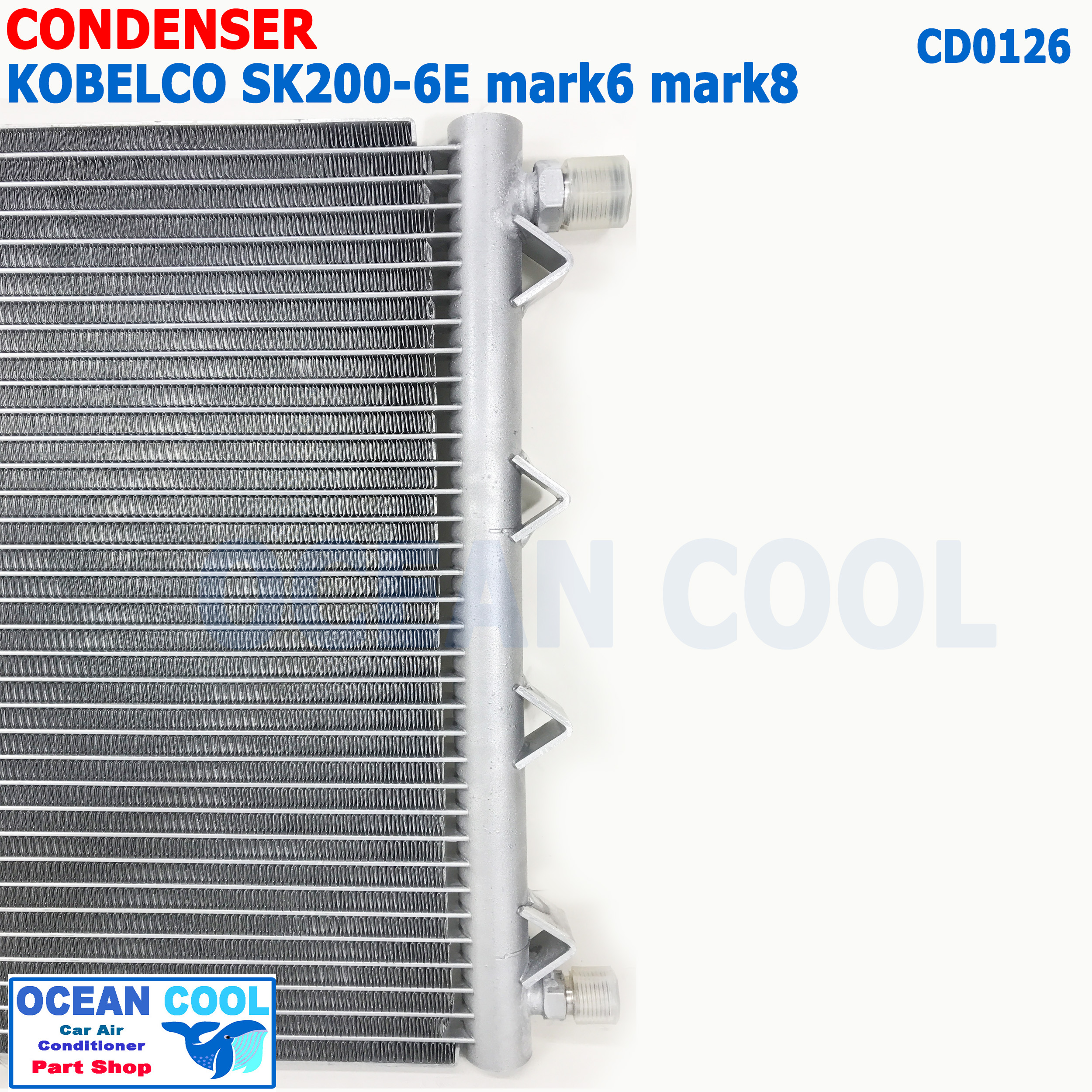 แผงแอร์ แม็คโคร โกเบลโก้ SK200-6E CD0126 มาร์ค6 มาร์ค8 CONDENSER for Kobelco Mark6 , Mark8 หัวขัน ขายึด4 3เหลี่ยม คอยล์ร้อน แผงรังผึ้ง แผงคอยล์ร้อน